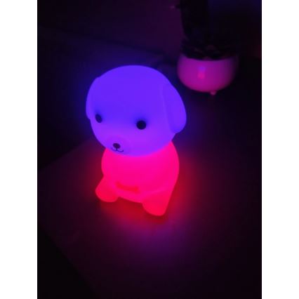 Luz nocturna infantil recargable LED RGBW regulable LED/2,5W/5V 3000K 1200 mAh con diseño de perro
