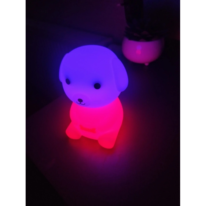 Luz nocturna infantil recargable LED RGBW regulable LED/2,5W/5V 3000K 1200 mAh con diseño de perro