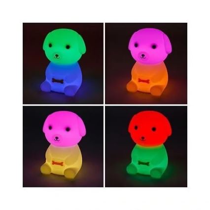 Luz nocturna infantil recargable LED RGBW regulable LED/2,5W/5V 3000K 1200 mAh con diseño de perro