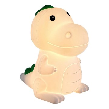 Luz nocturna infantil recargable LED RGBW regulable, LED/2,5W/5V, 3000K, 1200 mAh, dinosaurio