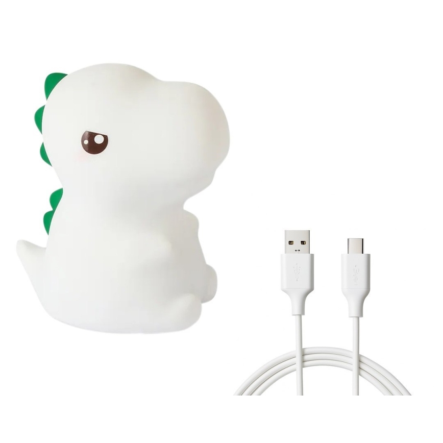 Luz nocturna infantil táctil, recargable y regulable LED RGBW DINO LED/1W/5V 1200 mAh