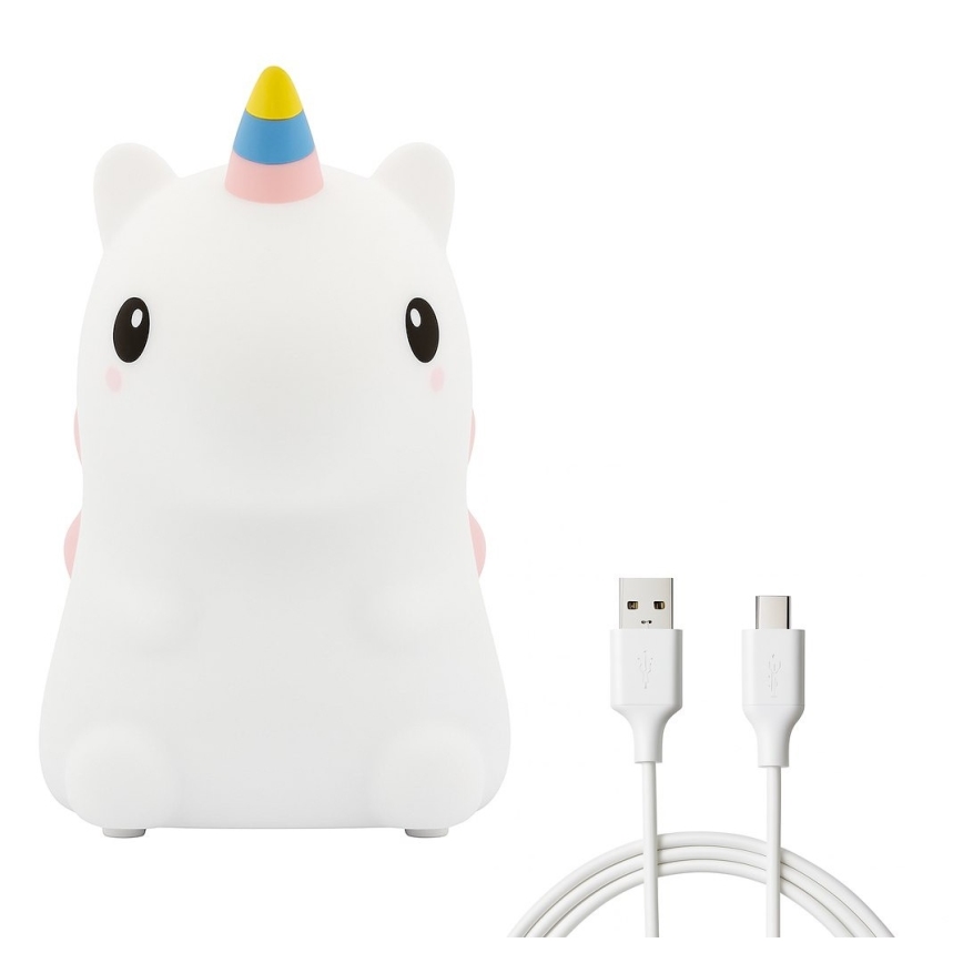 Luz nocturna infantil táctil, recargable y regulable LED RGBW UNICORN LED/1W/5V 1200 mAh