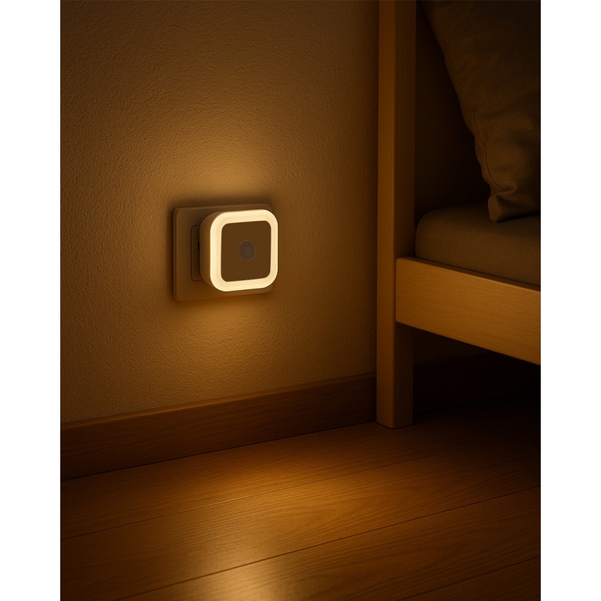 Luz nocturna LED con sensor de movimiento y crepúsculo LED/0,5W/230V blanca