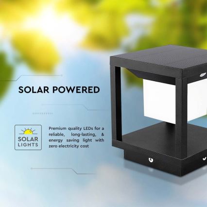 Lámpara solar LED con sensor LED/2W/5,5V 3000K IP65 2600 mAh negra