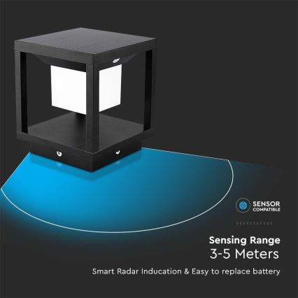 Lámpara solar LED con sensor LED/2W/5,5V 3000K IP65 2600 mAh negra