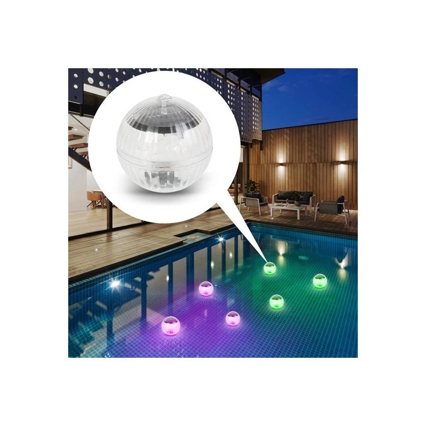 Luz solar LED RGB para piscina con sensor crepuscular LED/1,2V/600 mAh IP65