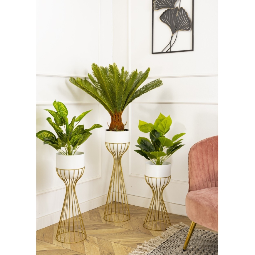 Maceta de metal LOFT 56x20 cm dorado/blanco