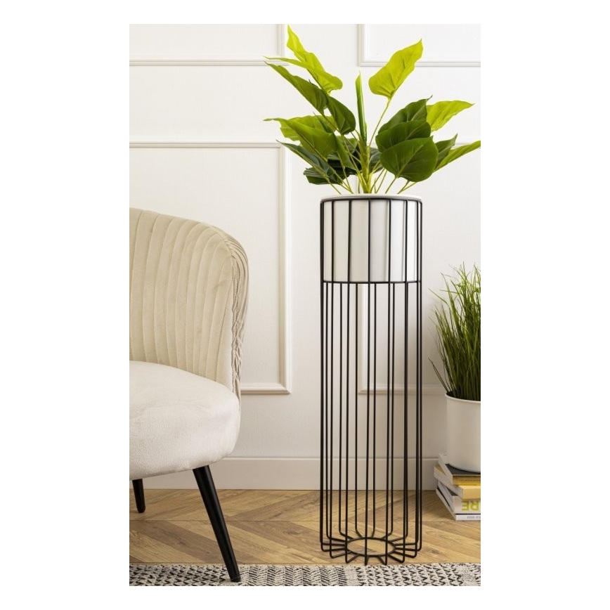 Maceta de metal LOFT 70x20 cm negro/blanco