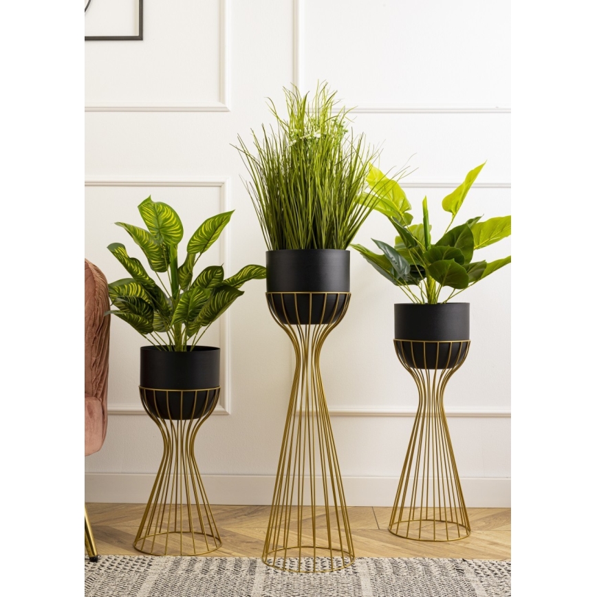 Macetero de metal LOFT 68x20 cm dorado/negro