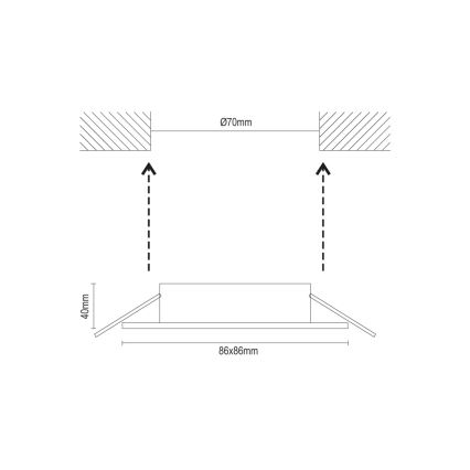 Marco para luminaria empotrada GU10 8,6x8,6 cm blanco