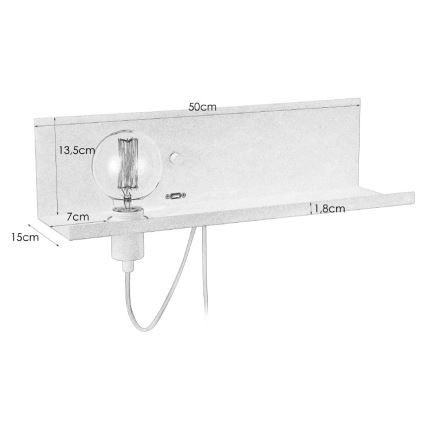 Markslöjd 106969 - Lámpara de pared regulable con USB MULTI 1xE27/60W/230V
