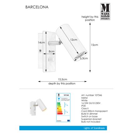 Markslöjd 107346 - Lámpara de pared empotrable regulable BARCELONA 1xGU10/12W/230