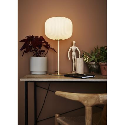 Markslöjd 107819 - Lámpara de mesa SOBER 1xE27/60W/230V blanco/bronce