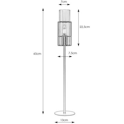 Markslöjd 108556 - Lámpara de mesa TUBO 1xE14/40W/230V 65 cm negro/transparente