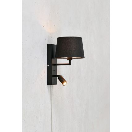 Markslöjd 108595 - Lámpara de pared LED con USB COMO 1xE14/40W/230V + LED/3W negra