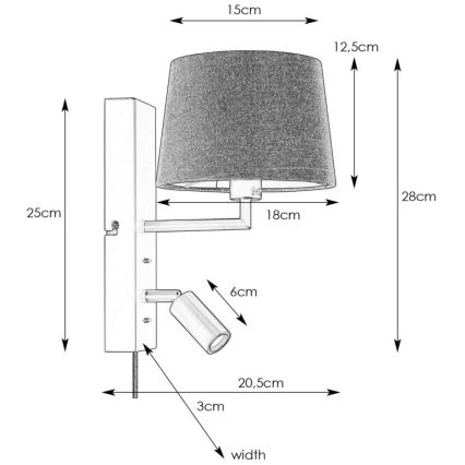 Markslöjd 108595 - Lámpara de pared LED con USB COMO 1xE14/40W/230V + LED/3W negra
