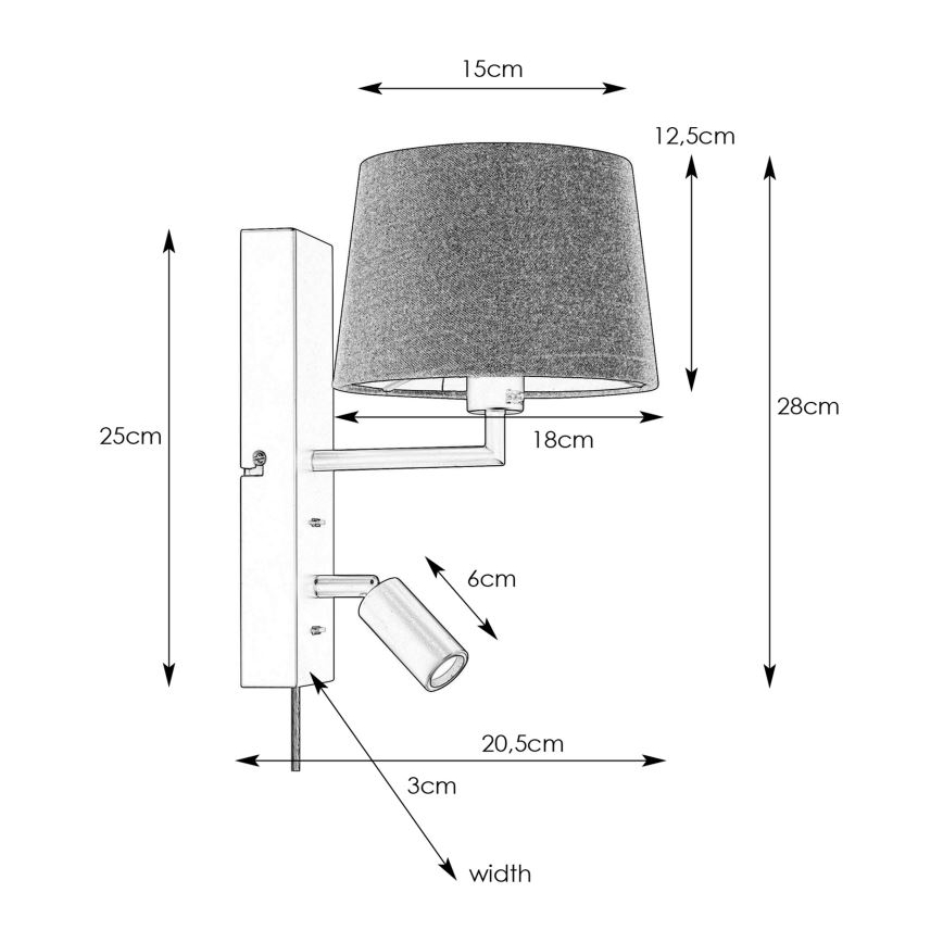 Markslöjd 108595 - Lámpara de pared LED con USB COMO 1xE14/40W/230V + LED/3W negra