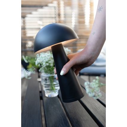 Markslöjd 108655 - Lámpara de sobremesa recargable y regulable LED FUNGI LED/1,5W/5V 2000 mAh IP44 negra