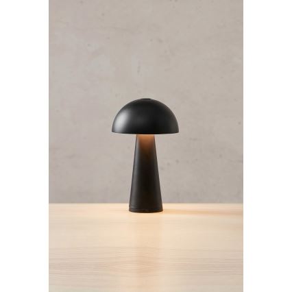 Markslöjd 108655 - Lámpara de sobremesa recargable y regulable LED FUNGI LED/1,5W/5V 2000 mAh IP44 negra