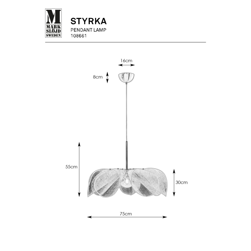Markslöjd 108661 - Lámpara colgante STYRKA 1xE27/40W/230V diá. 75 cm beige