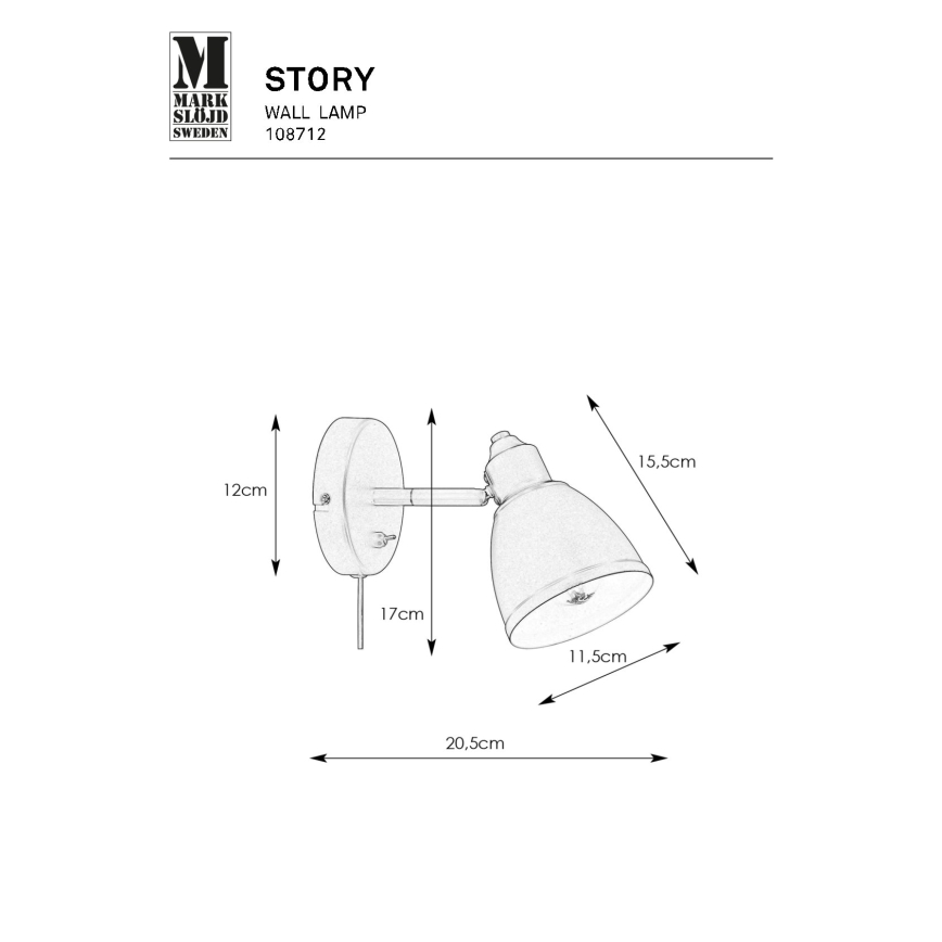 Markslöjd 108712 - Aplique STORY 1xE14/40W/230V negro