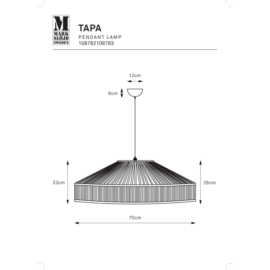 Markslöjd 108782 - Lámpara colgante TAPA 1xE27/40W/230V negro/bambú
