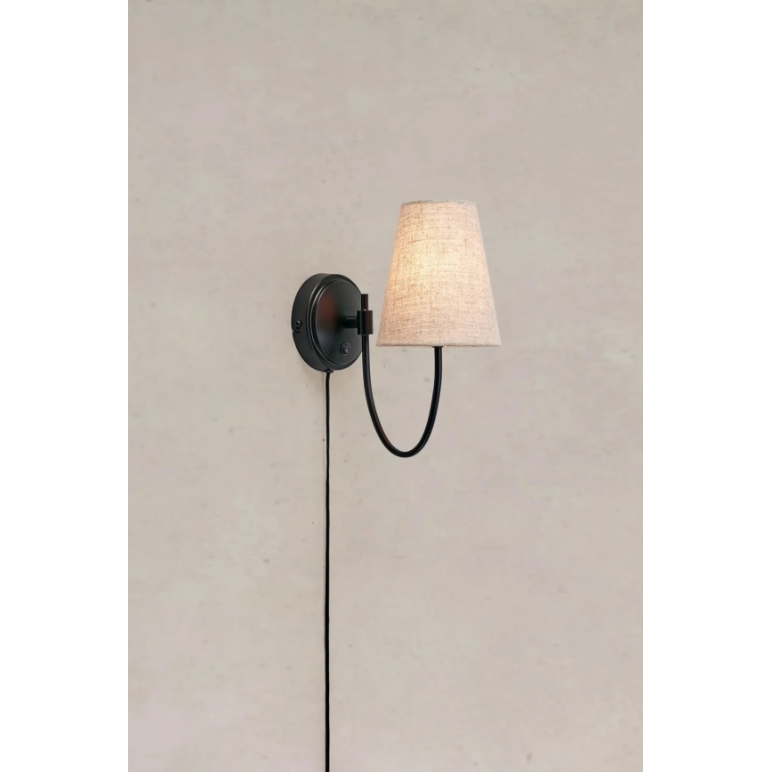 Markslöjd 108907 - Lámpara de pared AMAR 1xE14/40W/230V lino/negro