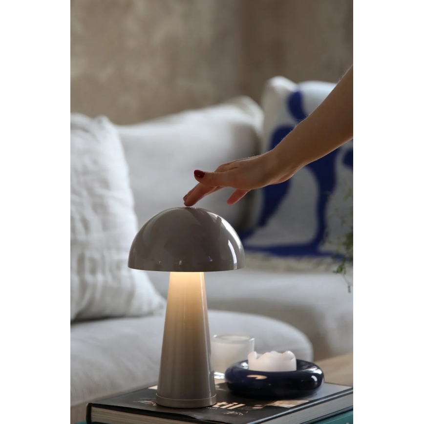 Markslöjd 108950 - Lámpara de mesa recargable LED regulable FUNGI LED/1,5W/5V 2000 mAh IP44 gris