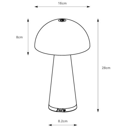Markslöjd 108950 - Lámpara de mesa recargable LED regulable FUNGI LED/1,5W/5V 2000 mAh IP44 gris