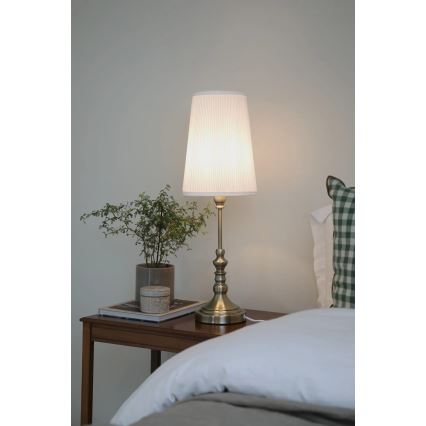 Markslöjd 108970 - Lámpara de mesa NOBLE 1xE14/40W/230V 66 cm blanca/latón