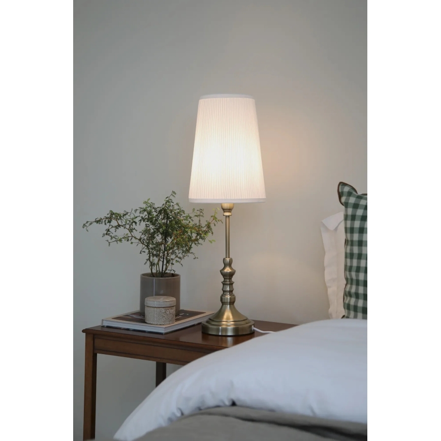 Markslöjd 108970 - Lámpara de mesa NOBLE 1xE14/40W/230V 66 cm blanca/latón