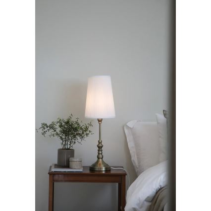 Markslöjd 108970 - Lámpara de mesa NOBLE 1xE14/40W/230V 66 cm blanca/latón