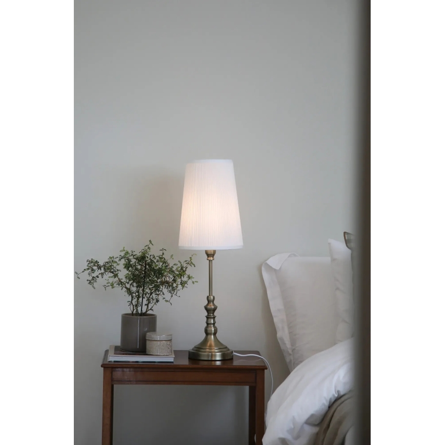 Markslöjd 108970 - Lámpara de mesa NOBLE 1xE14/40W/230V 66 cm blanca/latón