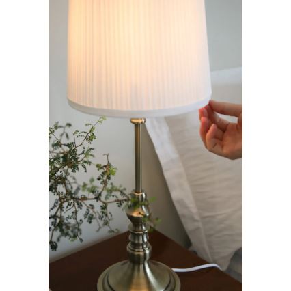 Markslöjd 108970 - Lámpara de mesa NOBLE 1xE14/40W/230V 66 cm blanca/latón