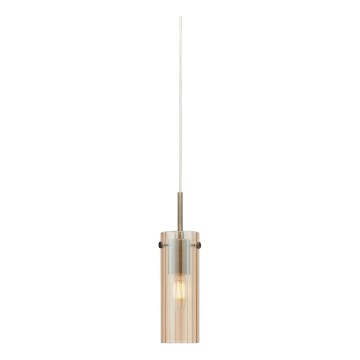 Markslöjd 109015 - Lámpara colgante con cable TIBIA 1xE14/40W/230V beige ahumado/latón