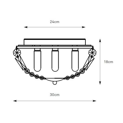 Markslöjd 109031 - Lámpara de techo para baño ESTELLE 3xG9/20W/230V, diámetro 30 cm, IP44, latón