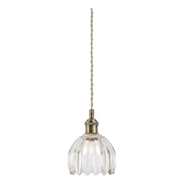 Markslöjd 109136 - Lámpara colgante GOTA con cable 1xE14/40W/230V, Ø 13 cm, latón/cristal transparente