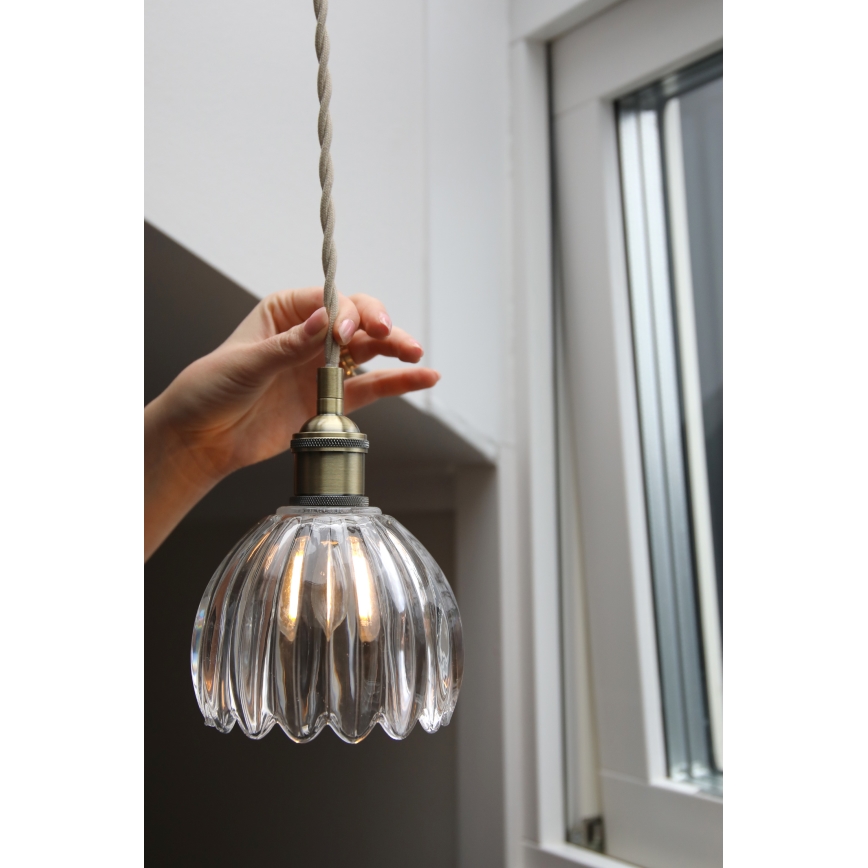Markslöjd 109136 - Lámpara colgante GOTA con cable 1xE14/40W/230V, Ø 13 cm, latón/cristal transparente