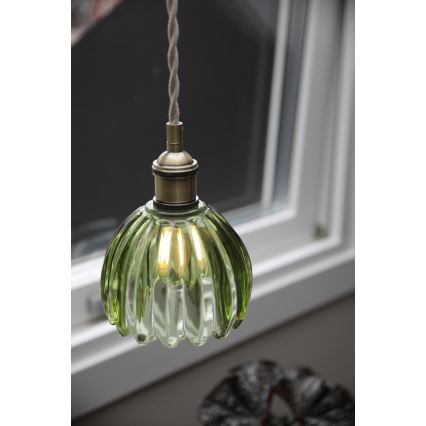 Markslöjd 109138 - Lámpara de suspensión con cable GOTA 1xE14/40W/230V diámetro 13 cm verde ahumado/latón