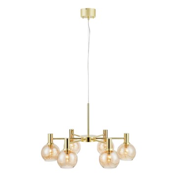 Markslöjd 109153 - Lámpara colgante con cable AMBRA 6xE14/40W/230V dorada/beige ahumado