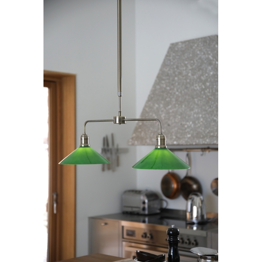 Markslöjd 109161 - Lámpara de techo con varilla VELA 2xE27/60W/230V verde/latón