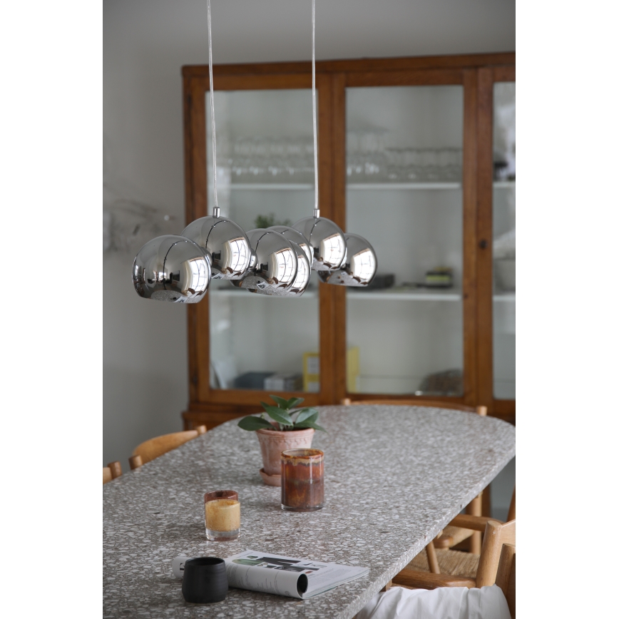 Markslöjd 109168 - Lámpara colgante con cable CUPOLO 7xE14/40W/230V cromo brillante