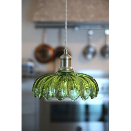 Markslöjd 109177 - Lámpara colgante con cable KURAGE 1xE27/40W/230V latón/verde ahumado