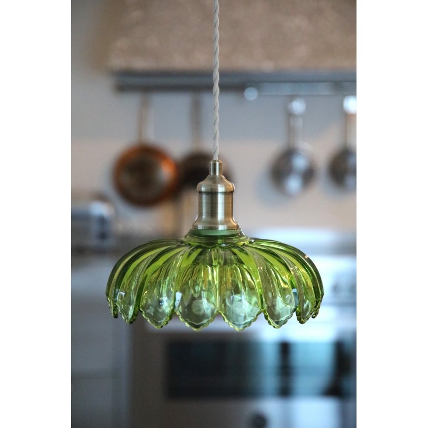 Markslöjd 109177 - Lámpara colgante con cable KURAGE 1xE27/40W/230V latón/verde ahumado