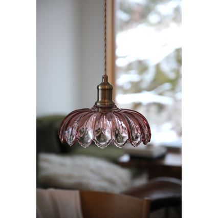 Markslöjd 109178 - Lámpara colgante con cable KURAGE 1xE27/40W/230V latón/rosa ahumado