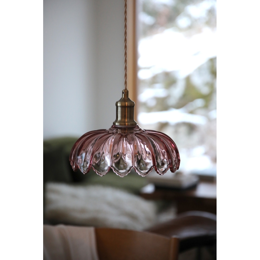 Markslöjd 109178 - Lámpara colgante con cable KURAGE 1xE27/40W/230V latón/rosa ahumado