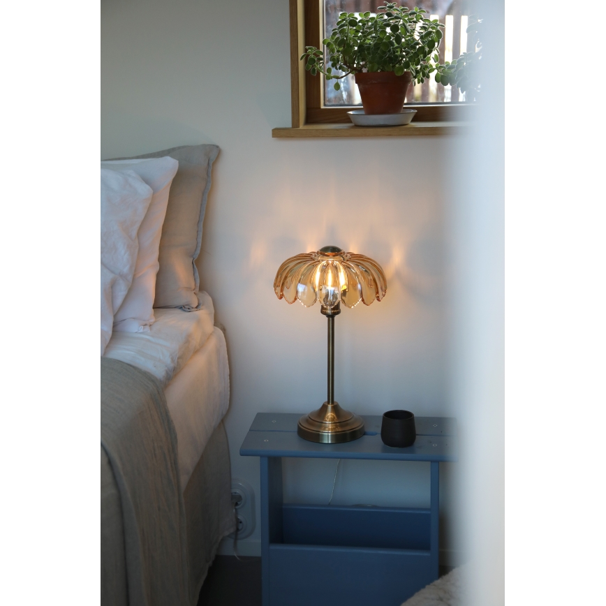 Markslöjd 109180 - Lámpara de mesa KURAGE 1xE27/60W/230V latón/beige ahumado