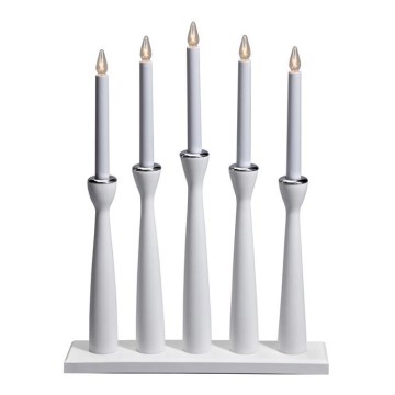 Markslöjd 702229 - Candelabro de Navidad MASESKÄR 5xE10/3W/230V blanco