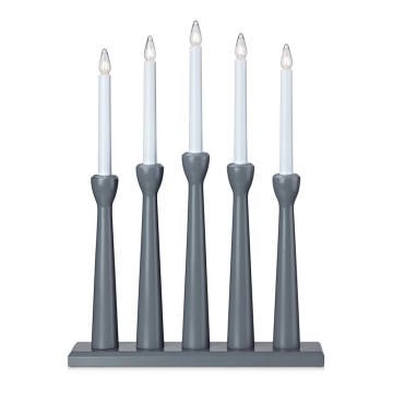 Markslöjd 704197 - Candelabro de Navidad MASESKÄR 5xE10/3W/230V gris