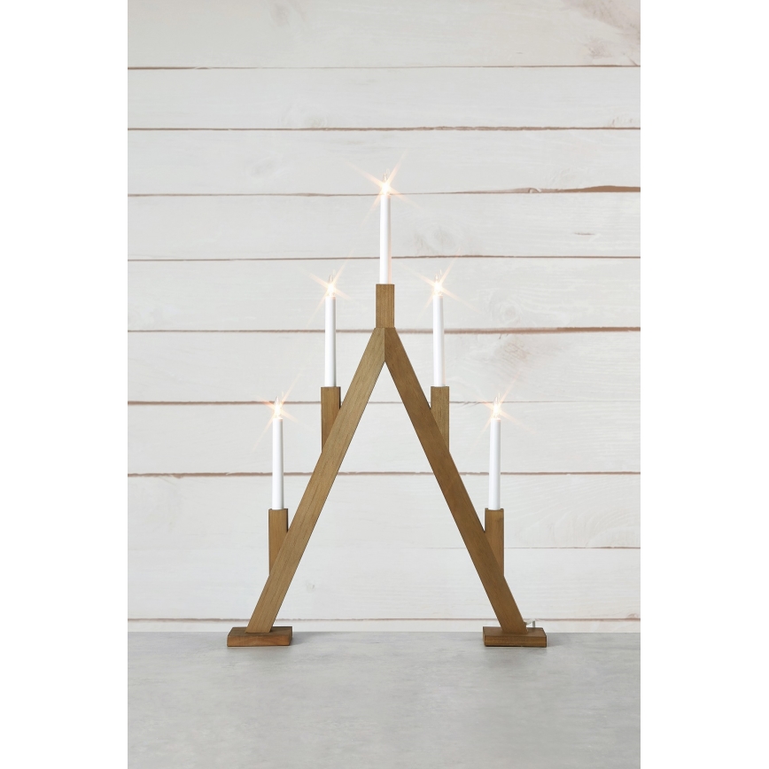 Markslöjd 706161 - Portavelas de Navidad BJURFORS 5xE10/3W/230V marrón